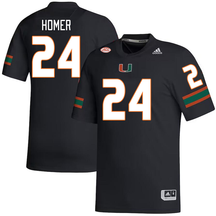 #24 Travis Homer Miami Hurricanes Jerseys Football Stitched-Black